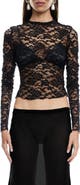 LIONESS Hamptons Floral Lace Long Sleeve Top
