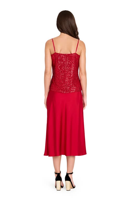 Tahari Asl Satin Maxi Skirt In Burgundy