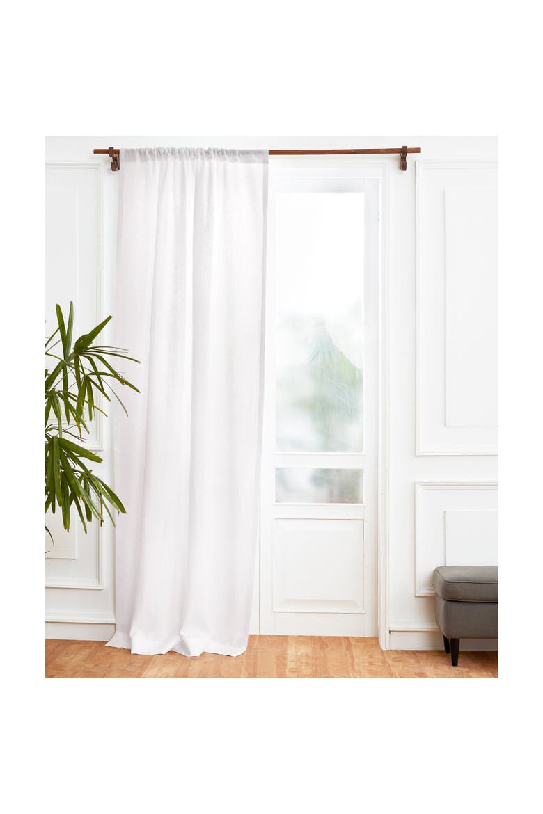 Linen Curtain Light Filtering Rod Pocket Curtain - 1 Panel, Main, color, White