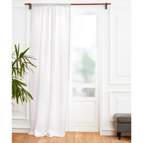 Linen Curtain with Light Filtering Rod Pocket for Living Room, Bedroom