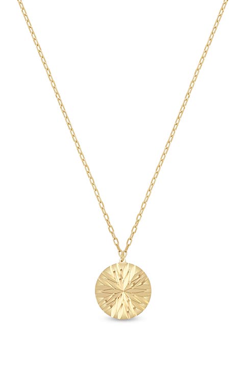 14K Gold Medallion Pendant Necklace
