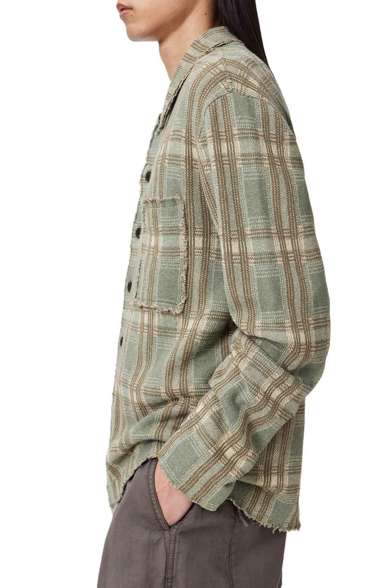 AllSaints Solmar Knitted Check Cardigan, Alternate, color, Powdered Green