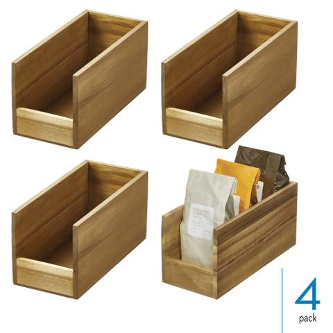 Acacia Wood Open-Front Pantry Bin for Kitchen Organization