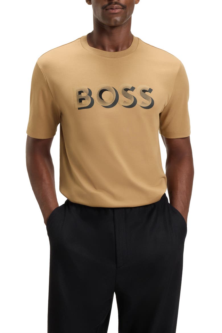 Thompson Cotton Logo Graphic T-Shirt, Main, color, MEDIUM BEIGE