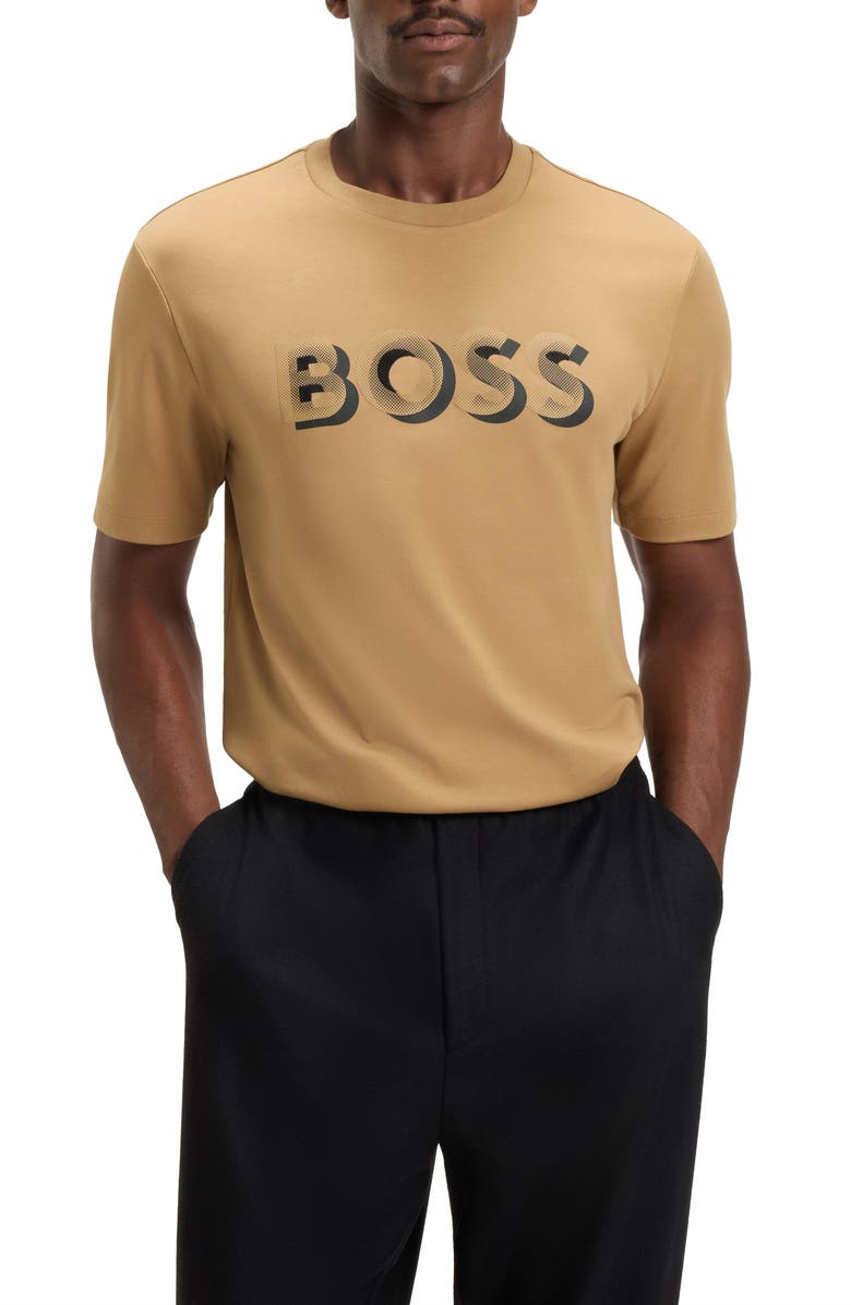 BOSS Thompson Cotton Logo Graphic T-Shirt, Main, color, Medium Beige