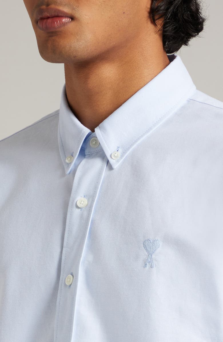 AMI PARIS Classic Ami de Coeur Logo Embroidered Button-Down Shirt, Alternate, color,