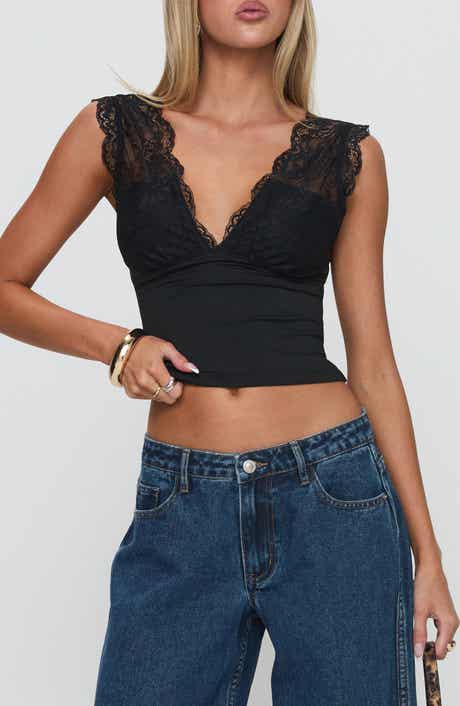 Typha Lace Detail Crop Top