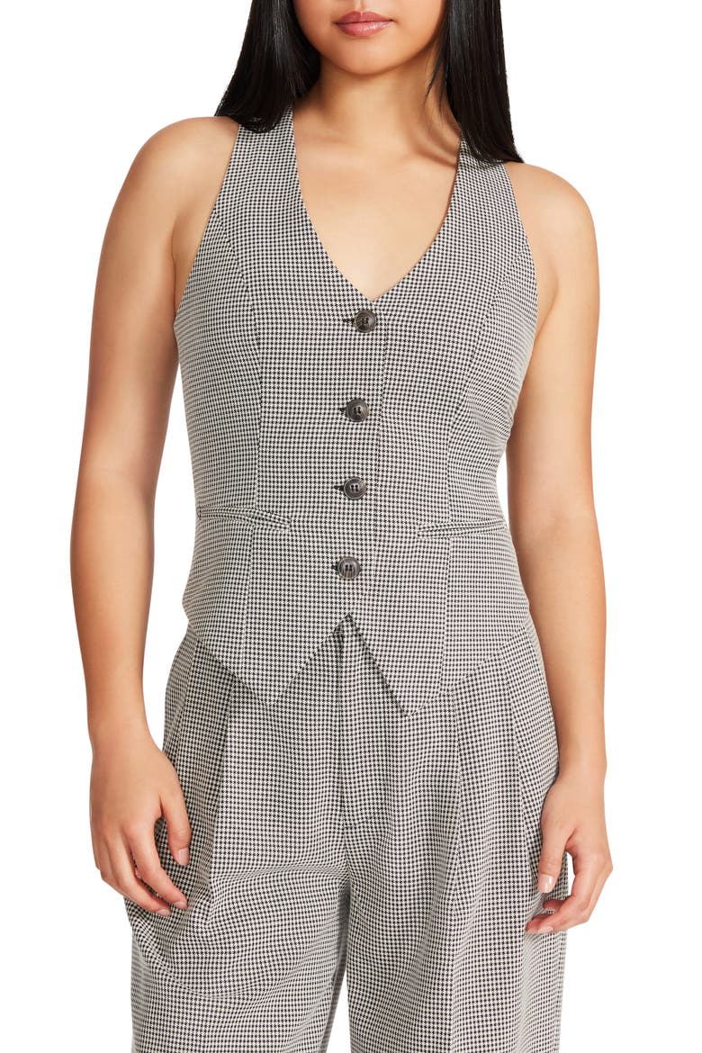 Isabella Houndstooth Vest, Main, color, BLACK