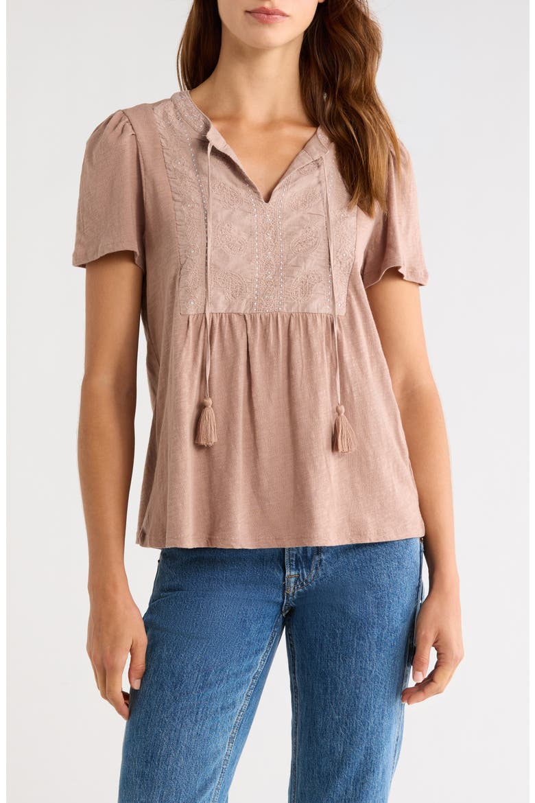 Embroidered Peasant Top, Main, color, ADOBE ROSE