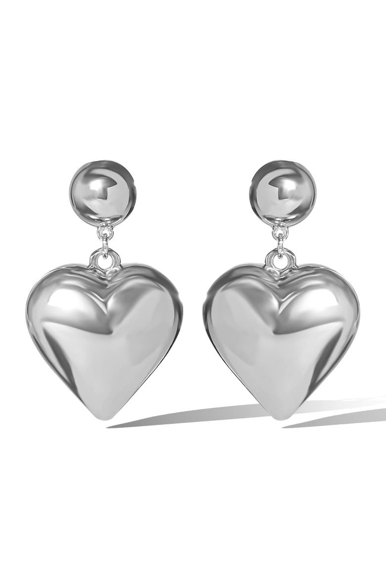 Drop Hear Dangle Earrings, Main, color, Silver