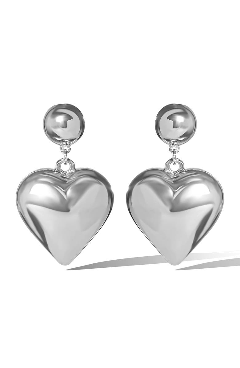 Jessica Simpson Drop Hear Dangle Earrings, Main, color, Silver