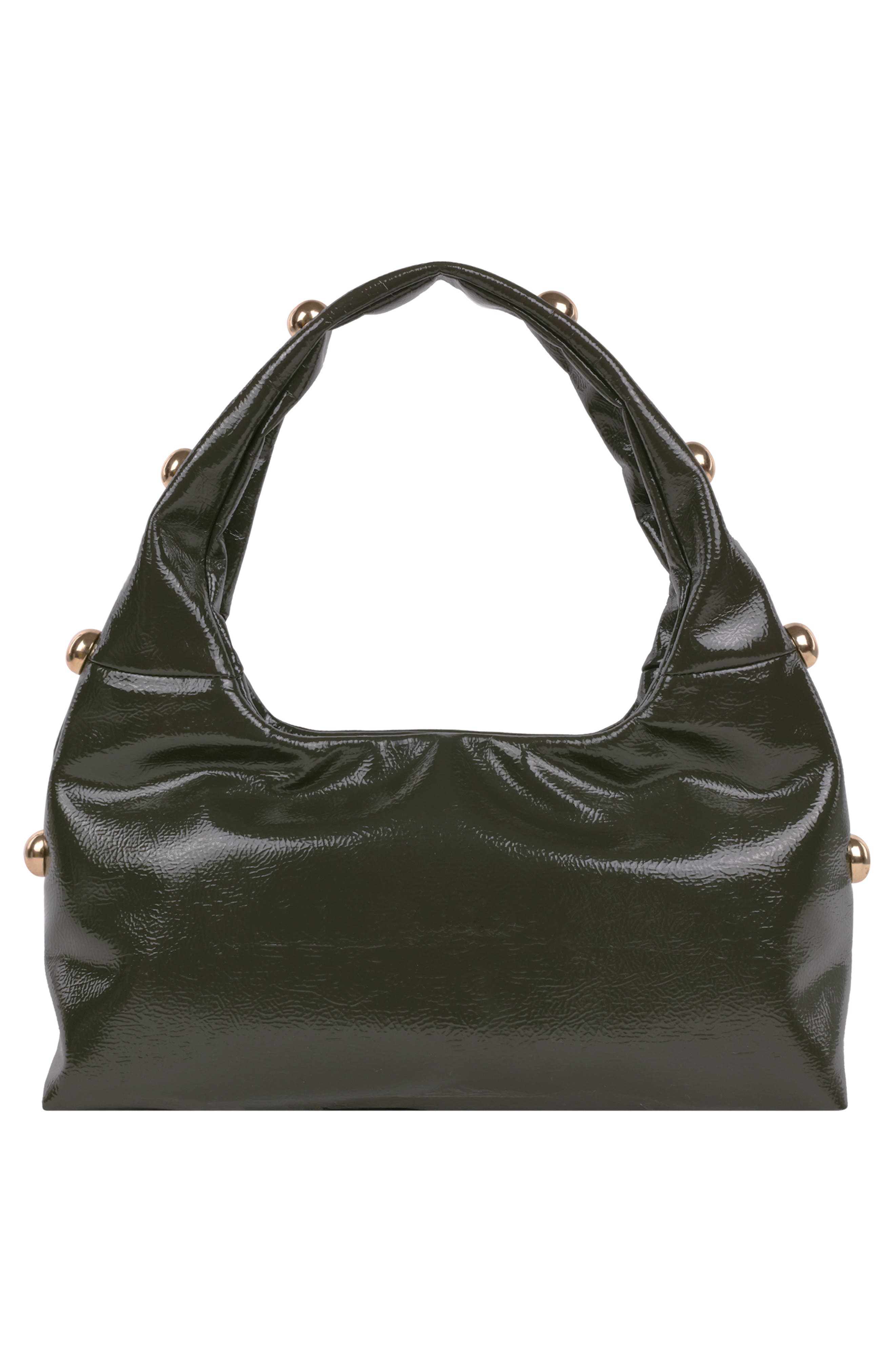 JASON WU Studded Patent Shoulder Bag, Alternate, color, Olive