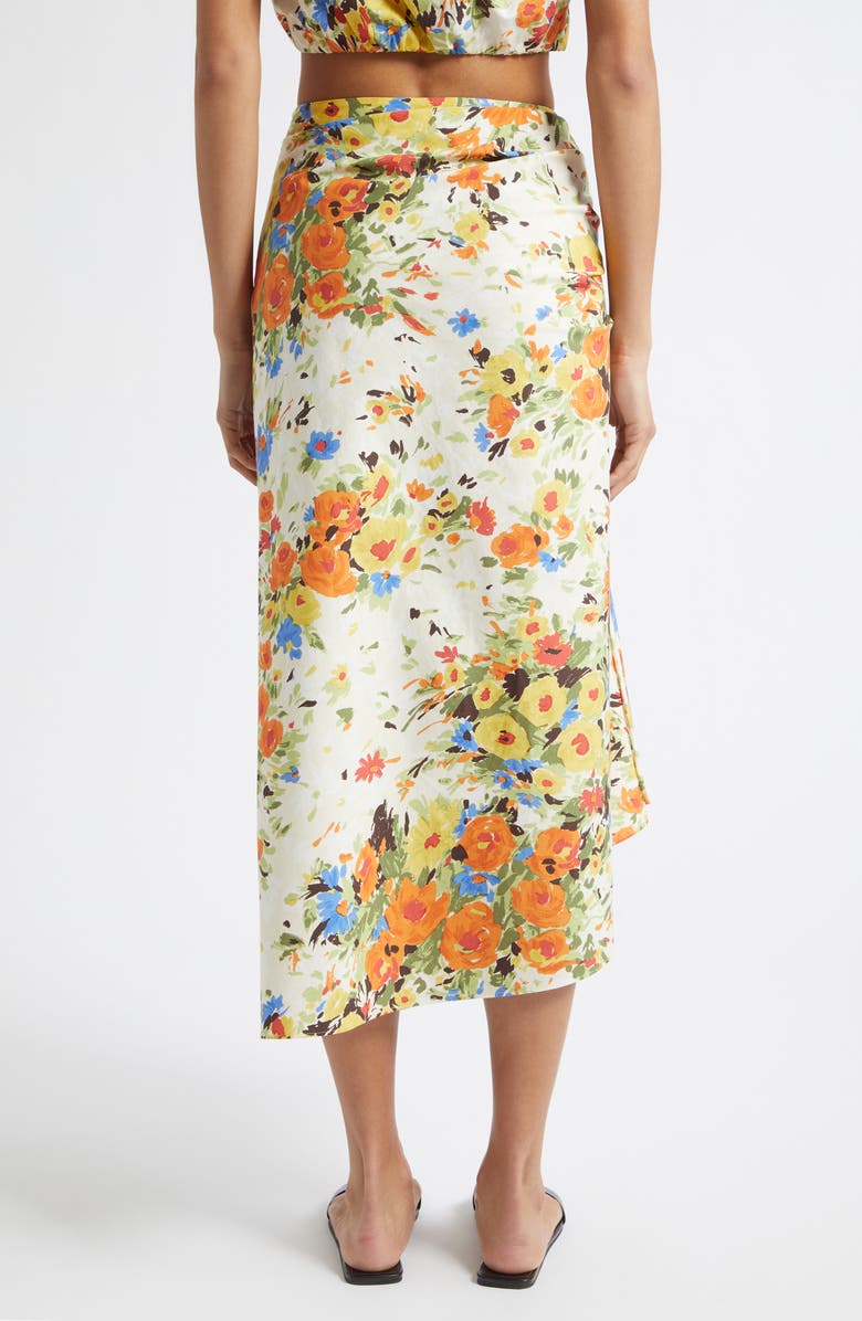 A.L.C. Naomi Floral Print Ruched Skirt, Alternate, color, Butter/ Poppy Multi