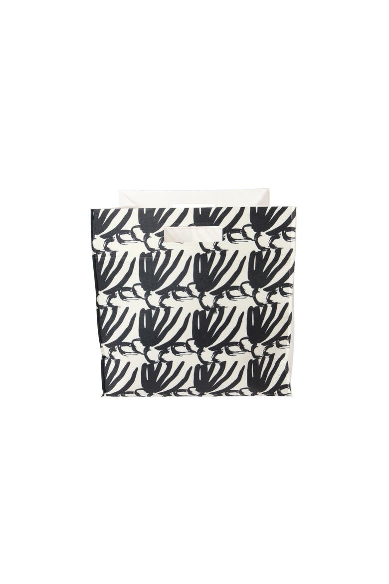 Palm Leaves Felt Storage Bin, Main, color, Black