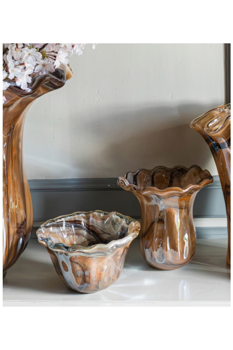 Onda Short Glass Vase, Alternate, color, BROWN