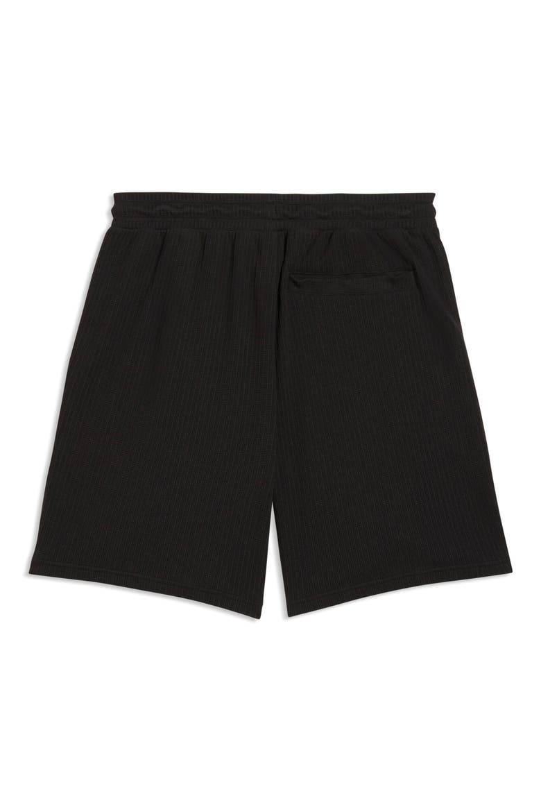 Wardrobe Essentials Relaxed Waffle Knit Shorts, Alternate, color, PUMA BLACK