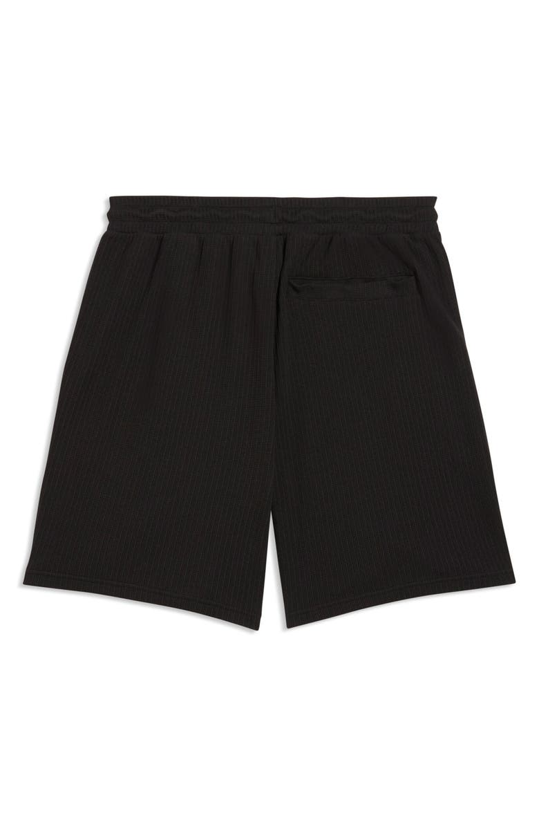 PUMA Wardrobe Essentials Relaxed Waffle Knit Shorts, Alternate, color, Puma Black