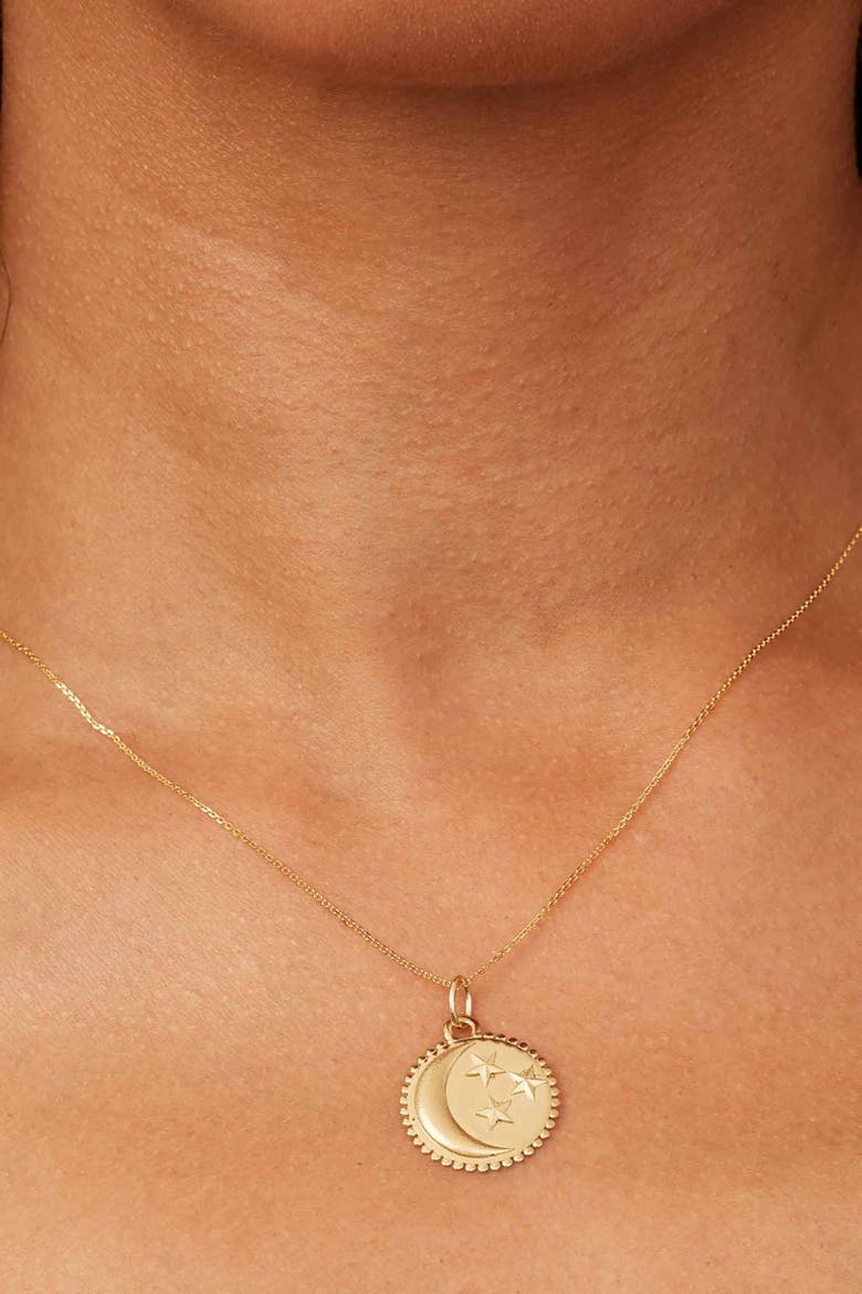14K Yellow Gold Goodnight Moon Medallion Pendant Charm, Alternate, color, Yellow Gold