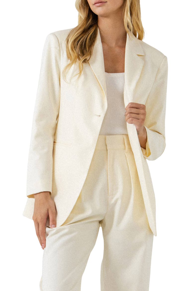 Oversize Single Breasted Blazer, Main, color, IVORY