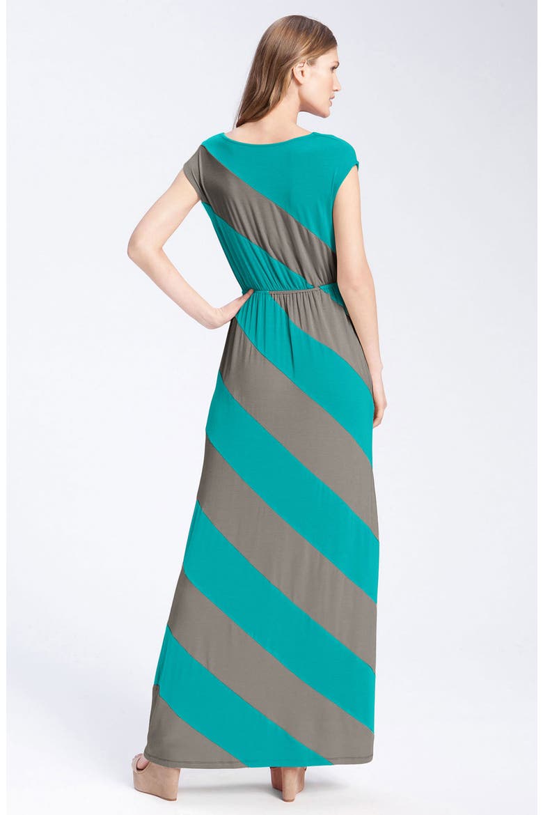 Cowl Neck Stripe Jersey Maxi Dress (Nordstrom Exclusive), Alternate, color, TEAL/ GREY