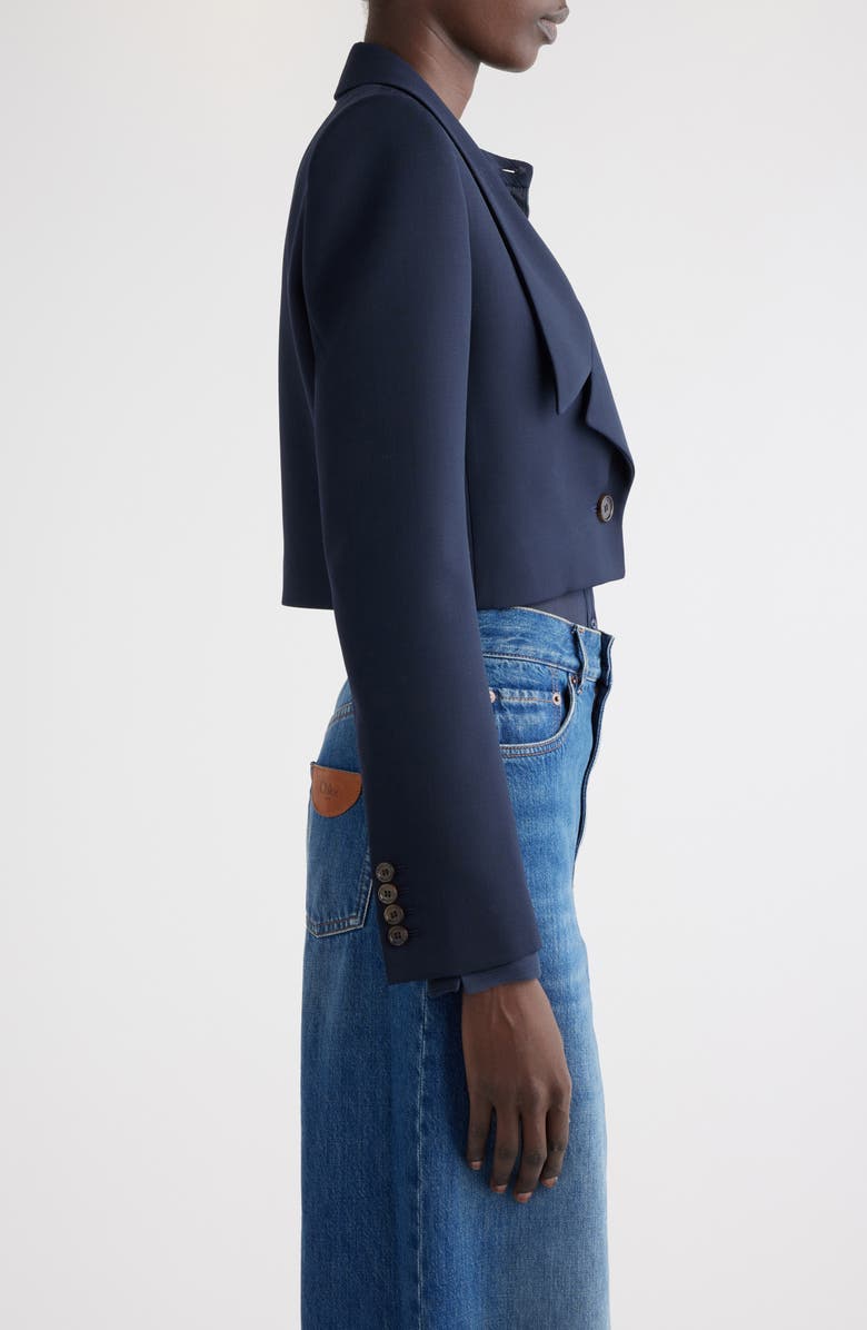Chloé One-Button Crop Wool Blazer, Alternate, color, 