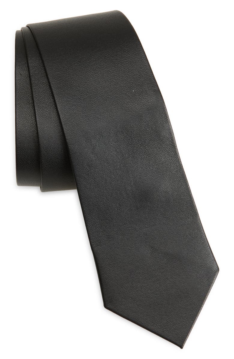 TOM FORD Soft Plongé Lambskin Leather Tie, Main, color, 1N001 Black