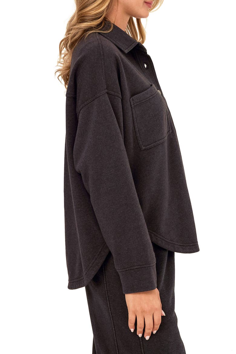 Blaire Mineral Wash Fleece Shirt Jacket, Alternate, color, BLACK