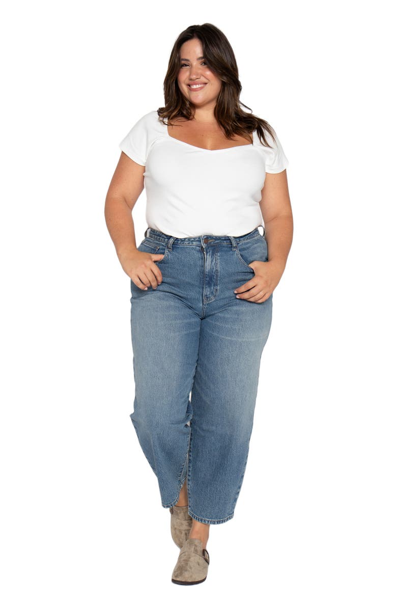 OLIVER LOGAN Harlow Barrel Leg Jeans High Rise Vintage Denim Indigo, Alternate, color, Vintage Denim Indigo