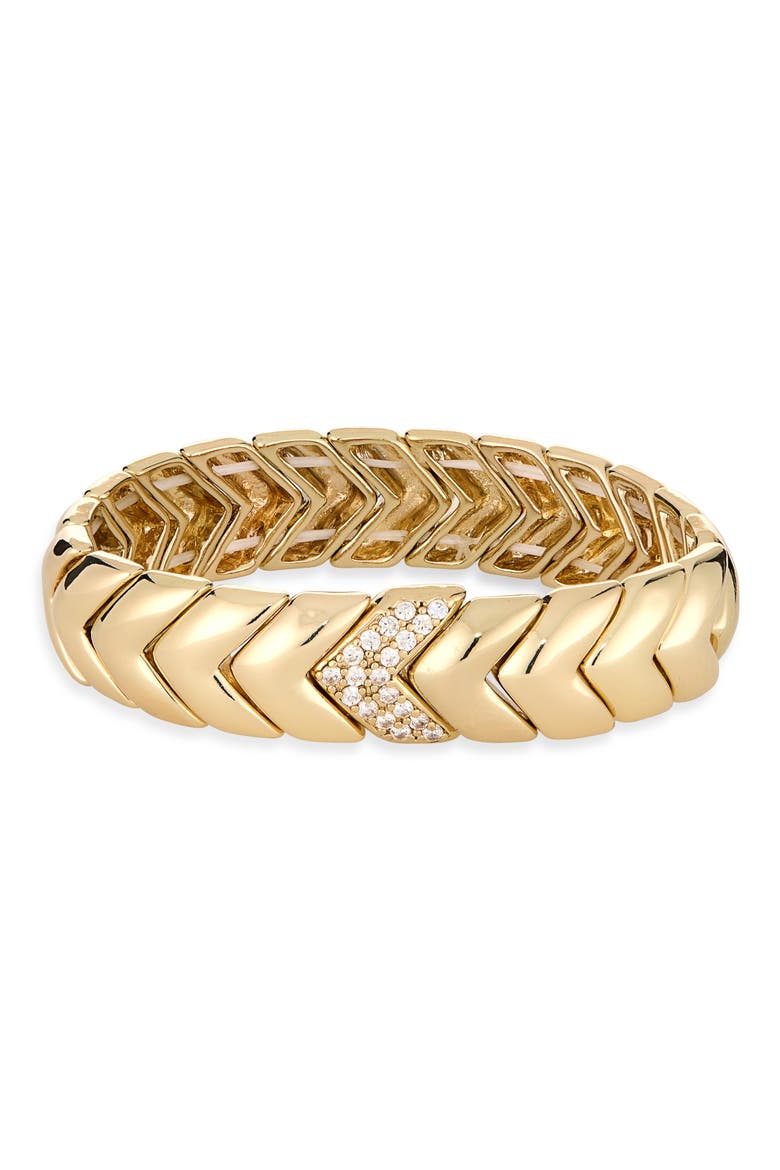 Cubic Zirconia Chevron Stretch Bracelet, Main, color, CLEAR- GOLD