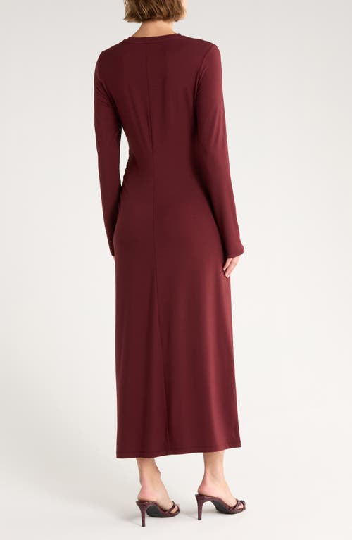 Vince Long Sleeve Ruched Dress In Brown