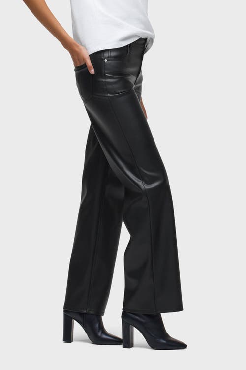 Hudson Rosie High Rise Wide Leg Faux Leather Jeans In Black In Black