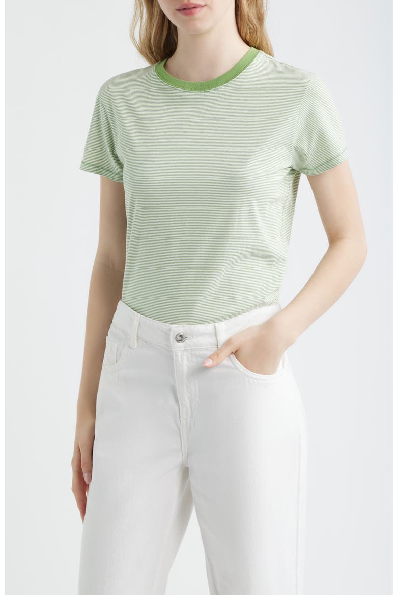 The Stripe Cotton Baby Tee, Main, color, JADE GREEN MULTI