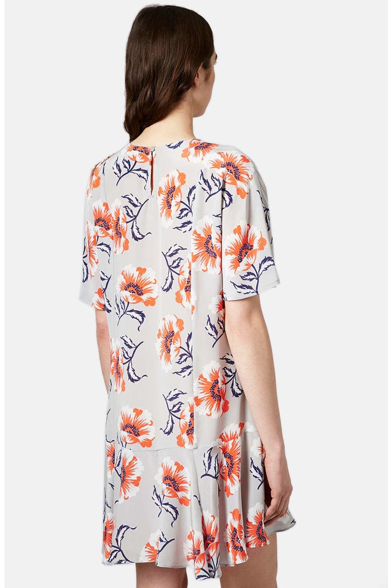 Floral Print Silk Shift Dress, Alternate, color, LIGHT GREY