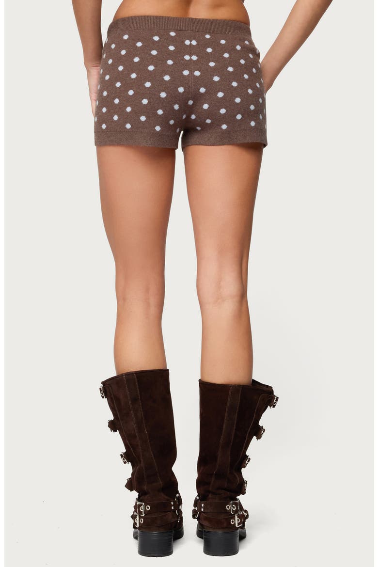 Kenny Polka Dot Knit Drawstring Shorts, Alternate, color, BROWN