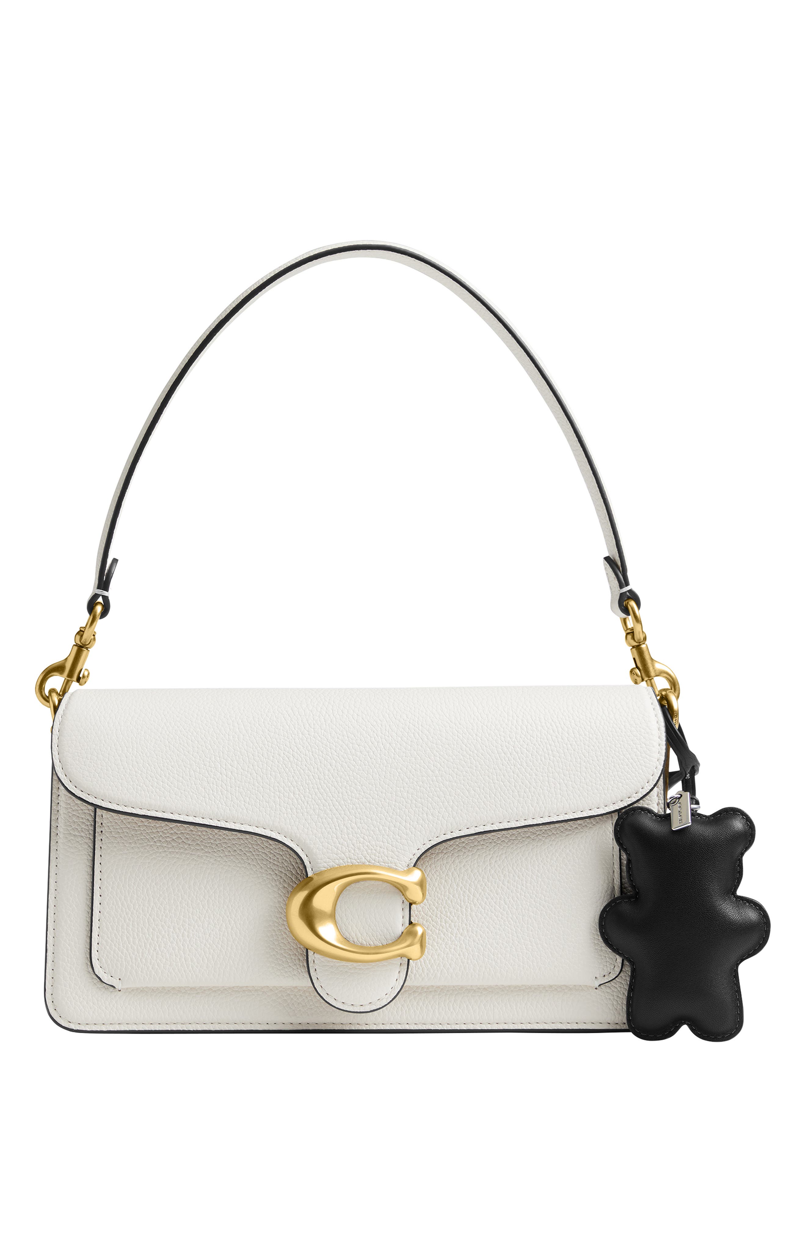 COACH Puffy Bear Leather Bag Charm, Alternate, color, 