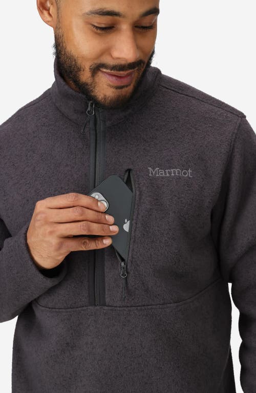 Marmot Drop Line Half Zip Fleece Jacket In Black Heather