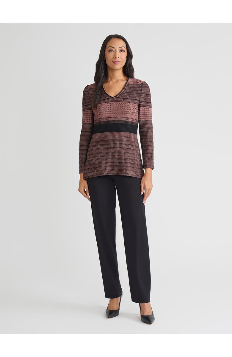 Misook Multi-Stitch Jacquard Knit Tunic, Alternate, color, Midnight Umber/Black