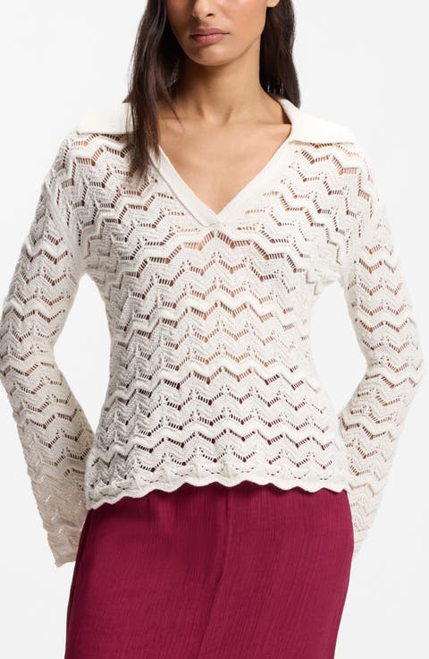 Folsena Pointelle Knit Sweater