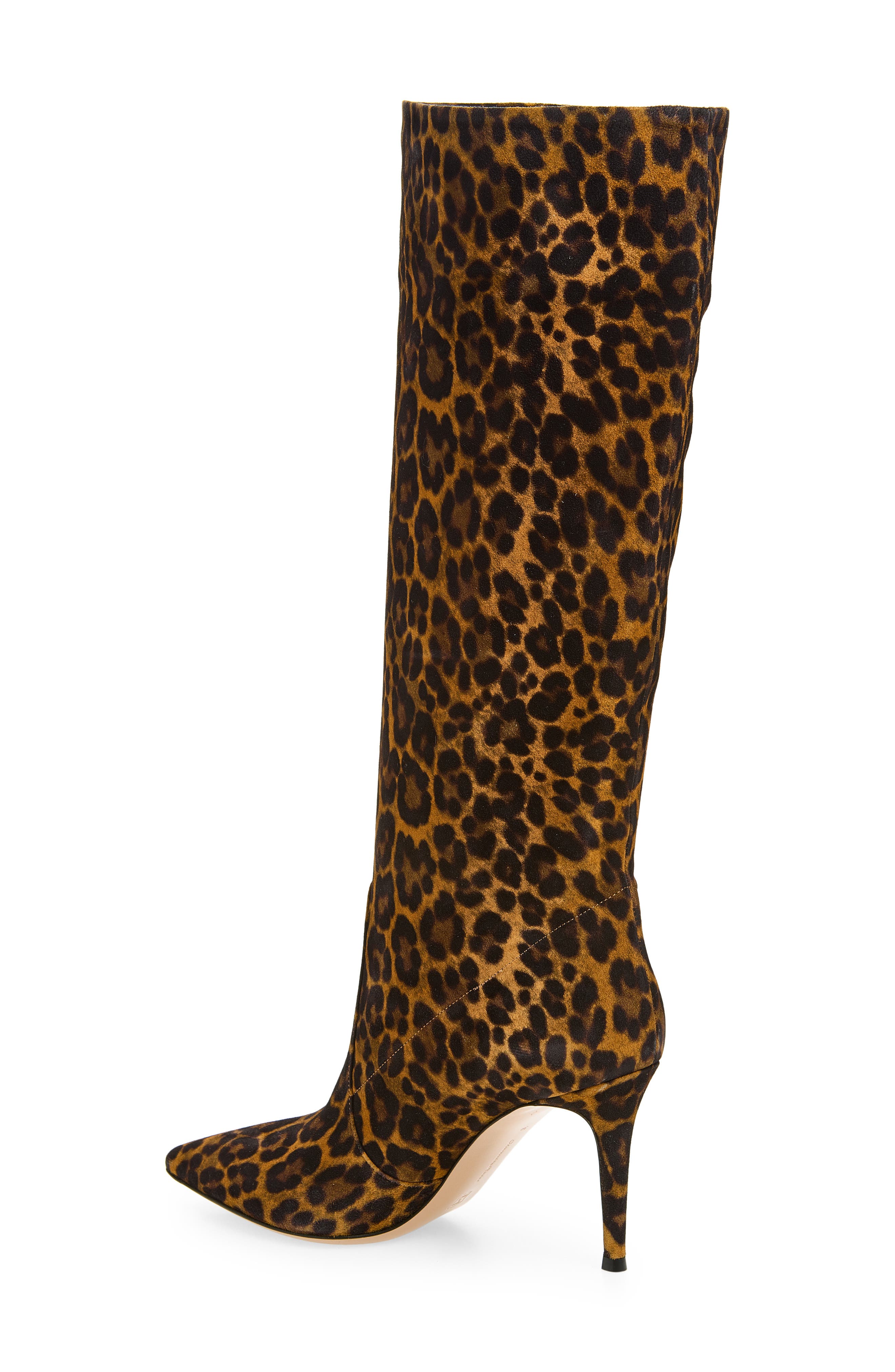 Hansen Leopard Print Pointed Toe Suede Over the Knee Boot, Alternate, color, ALMOND LEOPARD PRINT