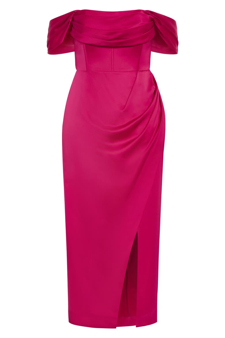 Forbidden Love Off the Shoulder Maxi Dress, Alternate, color, FRAMBOISE