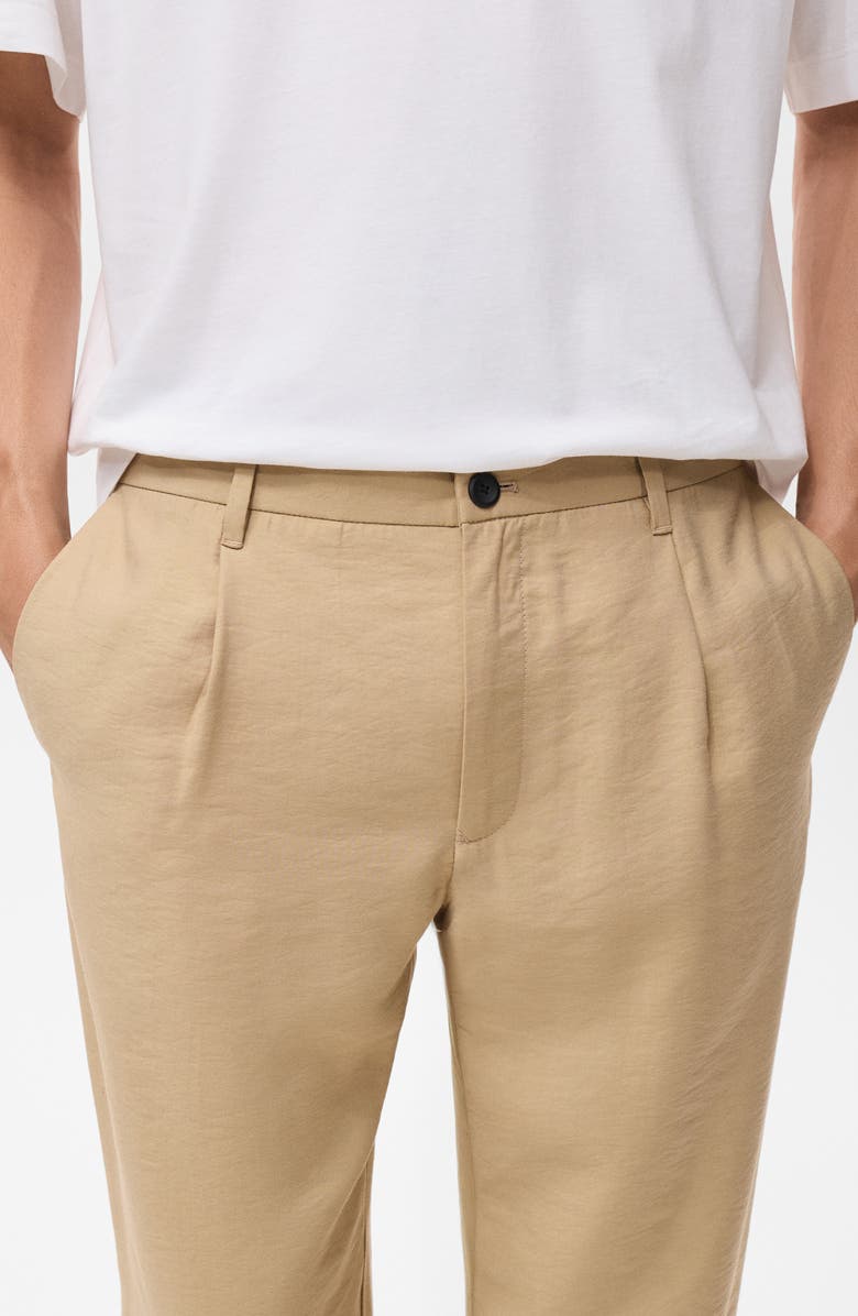 MANGO Pleated Straight Fit Pants, Alternate, color, Beige