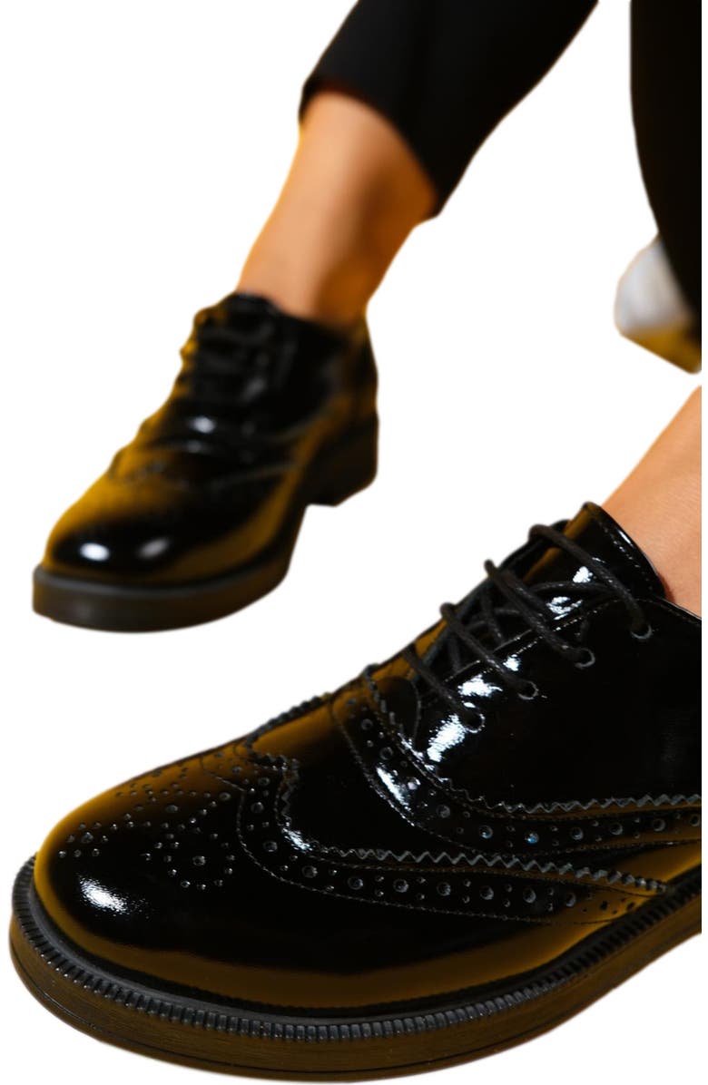 Forever & Always Shoes Avra Leather Oxford, Alternate, color, Black Patent Leather