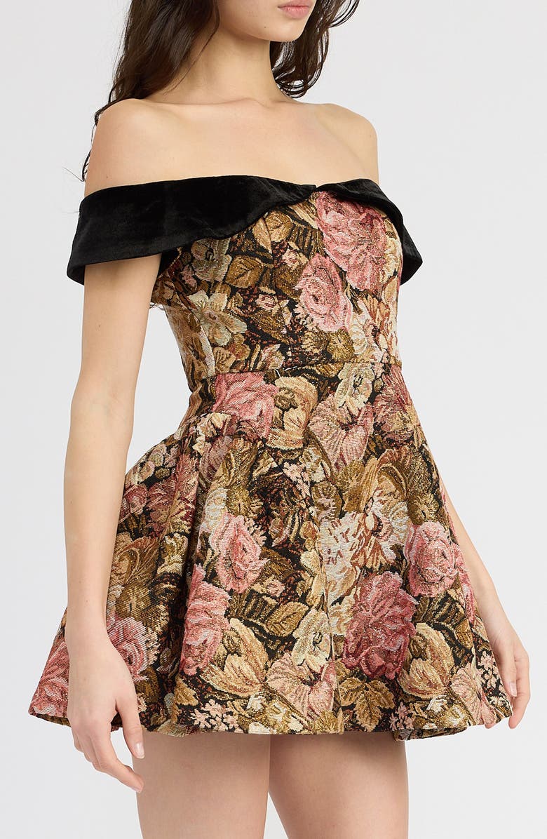 En Saison Carey Jacquard Off the Shoulder Fit & Flare Minidress, Alternate, color, 