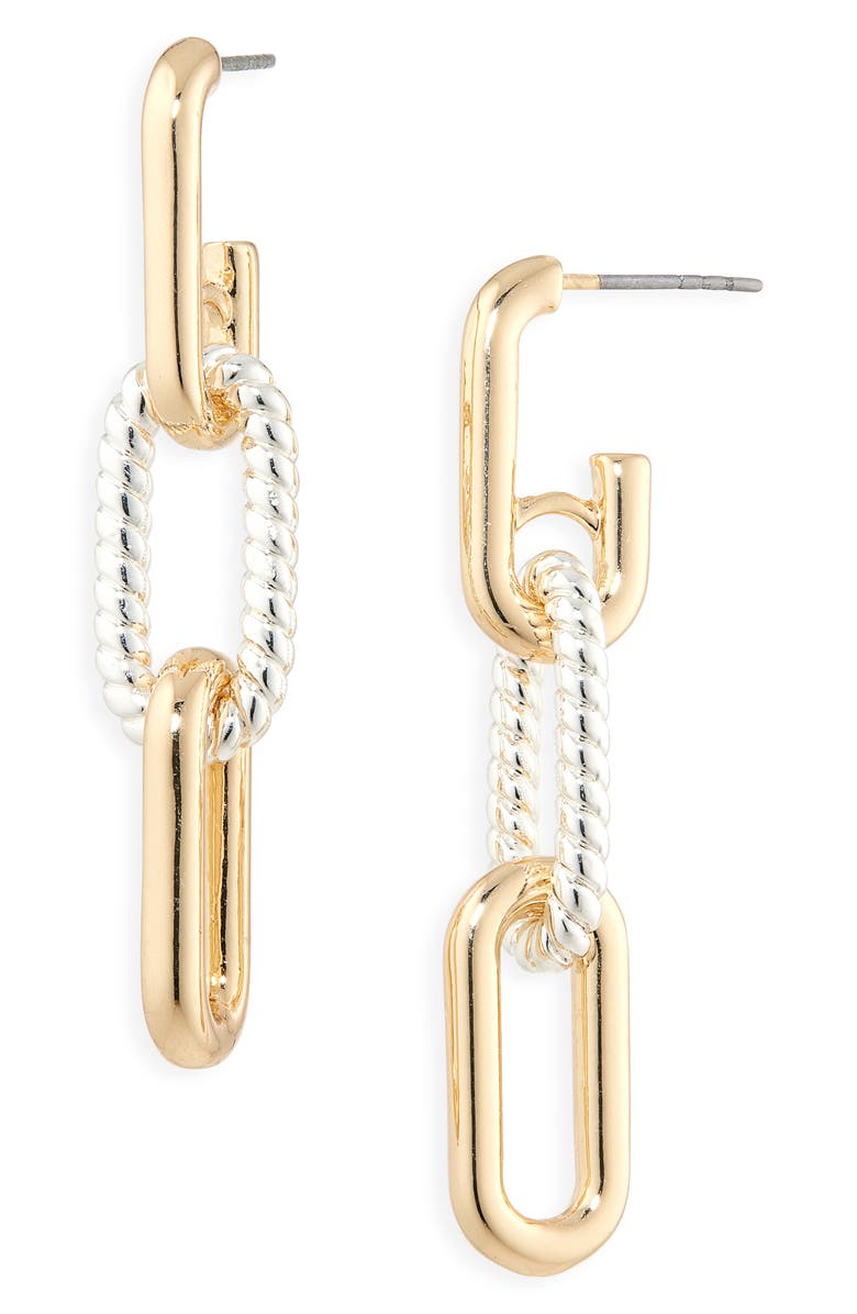 NORDSTROM RACK Two-Tone Paper Clip Drop Earrings, Main, color, Gold- Silver