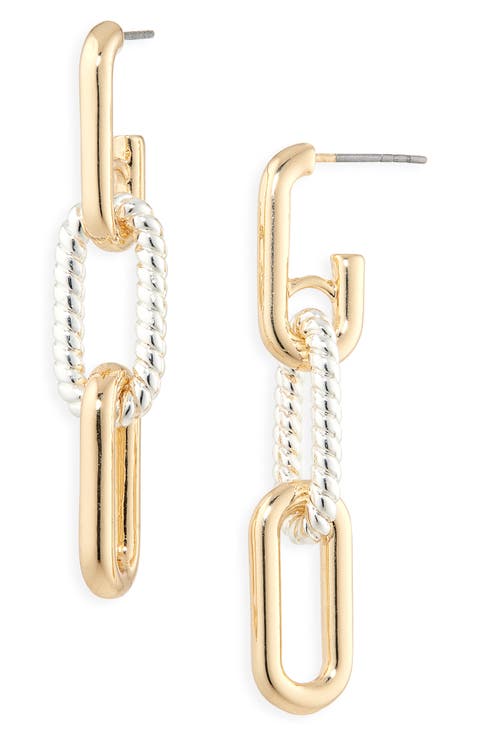 Two-Tone Paper Clip Drop Earrings