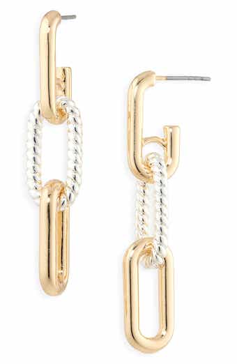 Two-Tone Paper Clip Drop Earrings