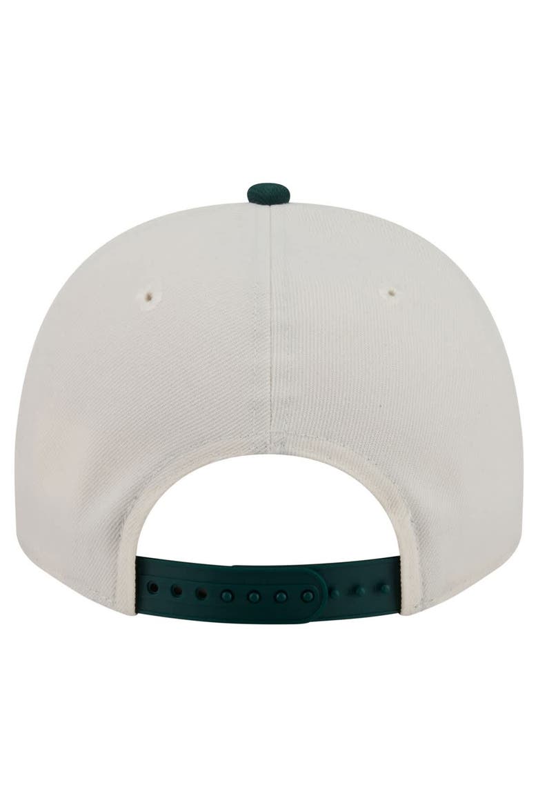Men's New Era  Cream/Dark Green Texas Rangers Chrome A-Frame 9FIFTY Snapback Hat, Alternate, color, Cream