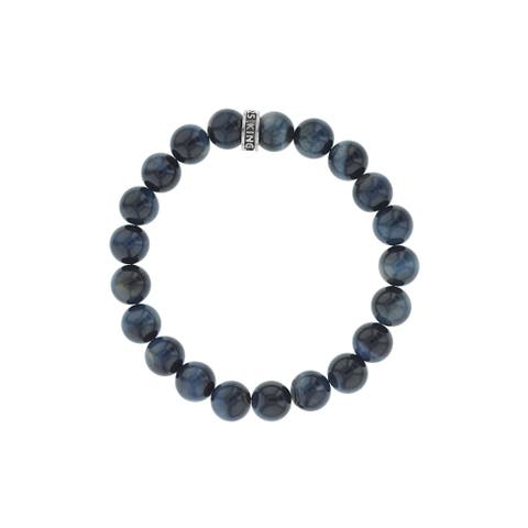 10mm Blue Tiger Eye Bead Bracelet with Logo Ring