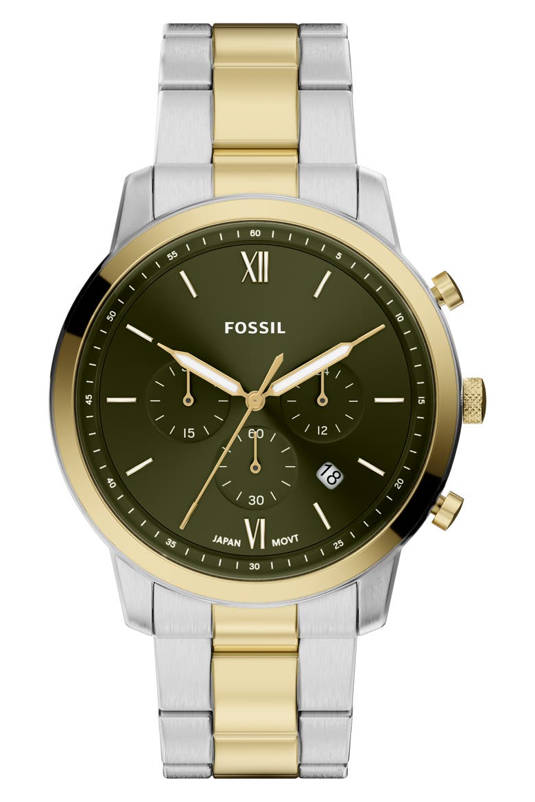 Neutra Chronograph Two-Tone Bracelet Watch, 44mm, Main, color, GREEN/ TWO TONE