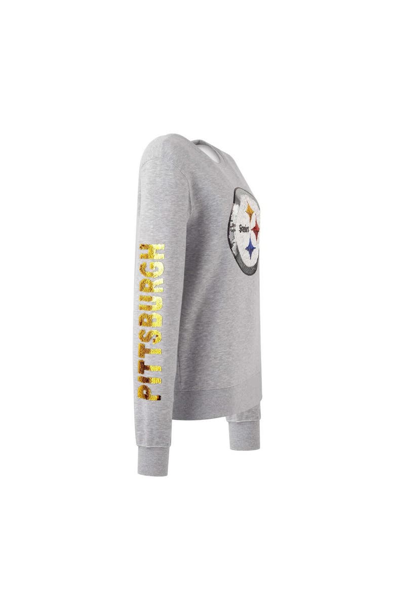 CUCE Women's Cuce Heather Gray Pittsburgh Steelers Sequined Logo Pullover Sweatshirt, Alternate, color, 